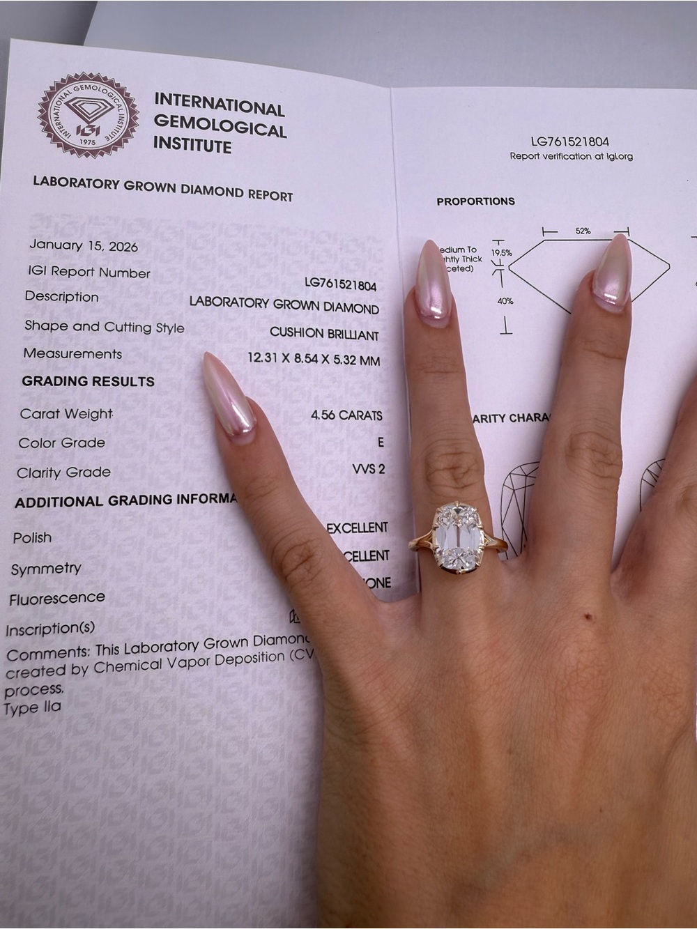 4.56 carat E VVS2 old mine cut diamond solitaire split shank engagement ring - Picture 6 of 11
